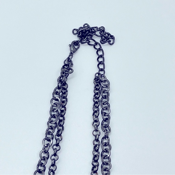 NWOT 18’ Silver Tone Faceted Glass Chunky Bead Statement Necklace Smokey Chain - Picture 11 of 11